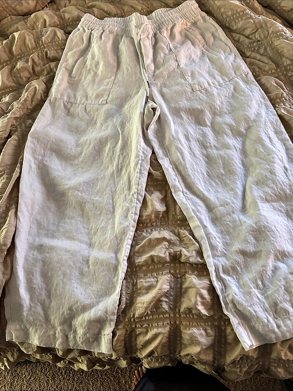 Athleta Wide Leg Linen Crop Pants